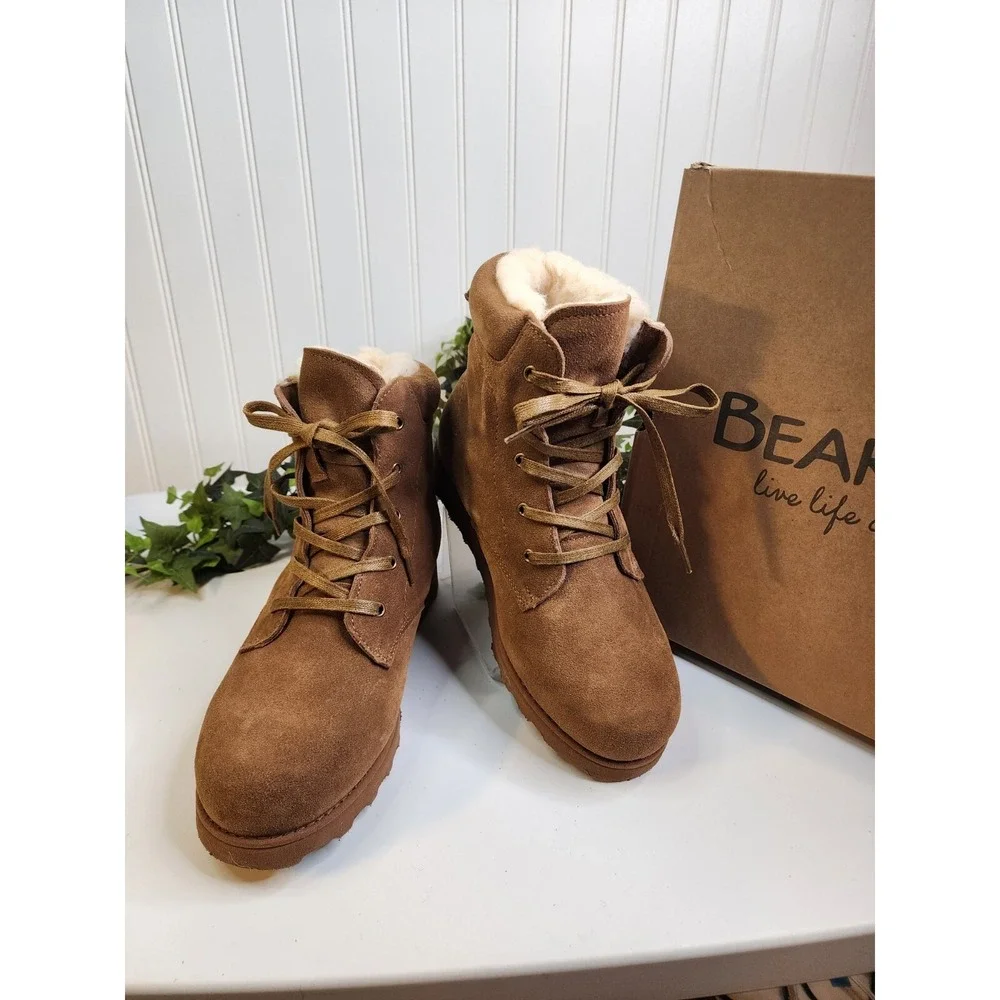 BEARPAW Ariella Suede Water- and Stain-Repellent Boot Hickery Sz 12